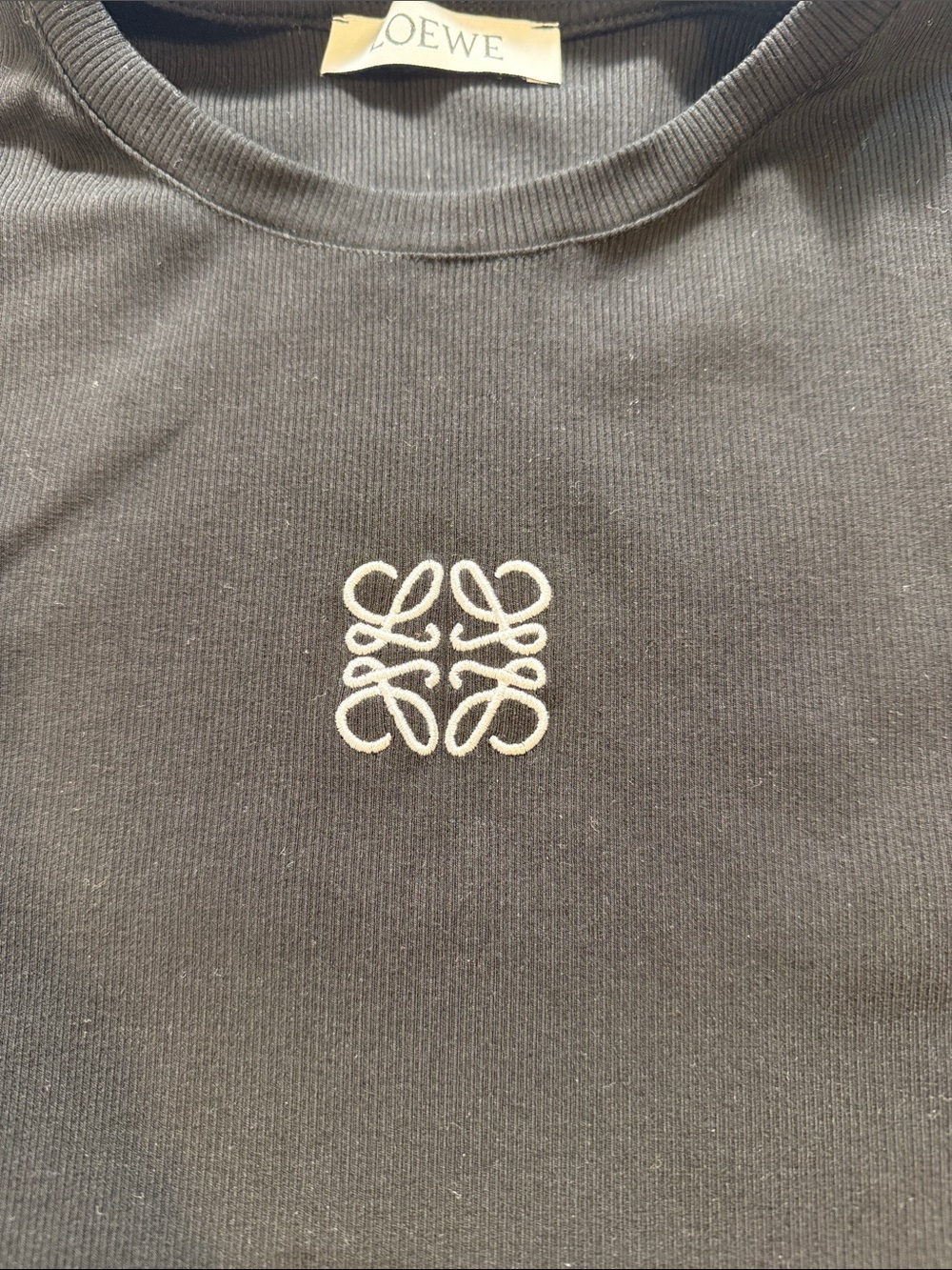 Loewe Monogram Embroidered Fitted Ribbed Cropped Tee - Picture 3 of 9